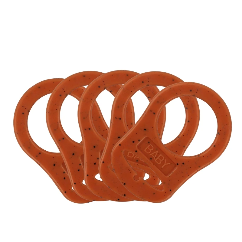 5pcs Food Grade BPA Free Silicone Adapter Rings Holder for Button Style Dummy Nipple Baby Pacifier Soother Teething Ribbon Clip