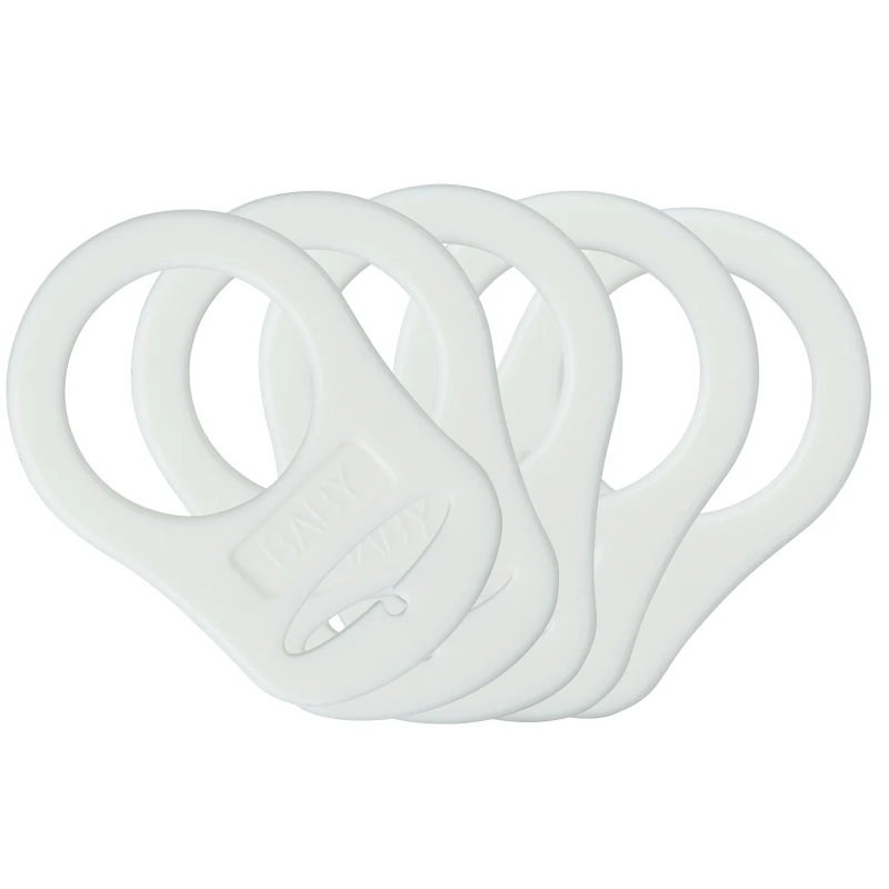 5pcs Food Grade BPA Free Silicone Adapter Rings Holder for Button Style Dummy Nipple Baby Pacifier Soother Teething Ribbon Clip
