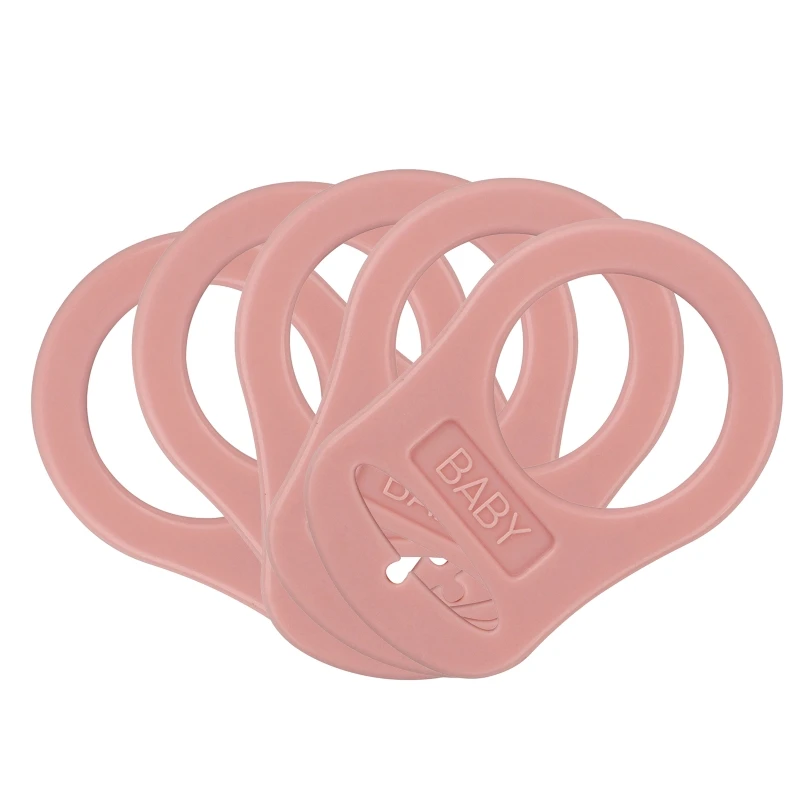 5pcs Food Grade BPA Free Silicone Adapter Rings Holder for Button Style Dummy Nipple Baby Pacifier Soother Teething Ribbon Clip