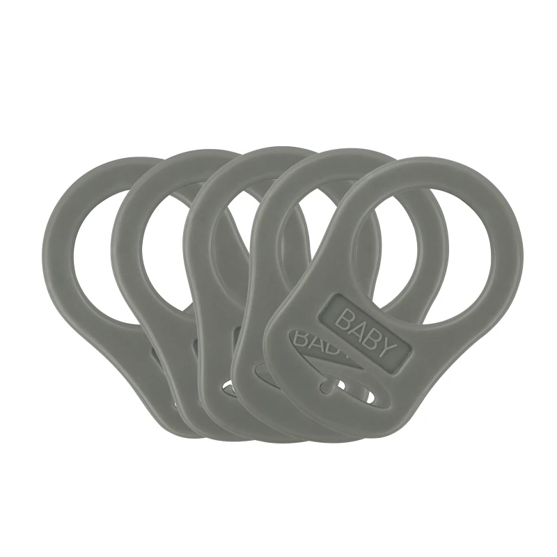 5pcs Food Grade BPA Free Silicone Adapter Rings Holder for Button Style Dummy Nipple Baby Pacifier Soother Teething Ribbon Clip