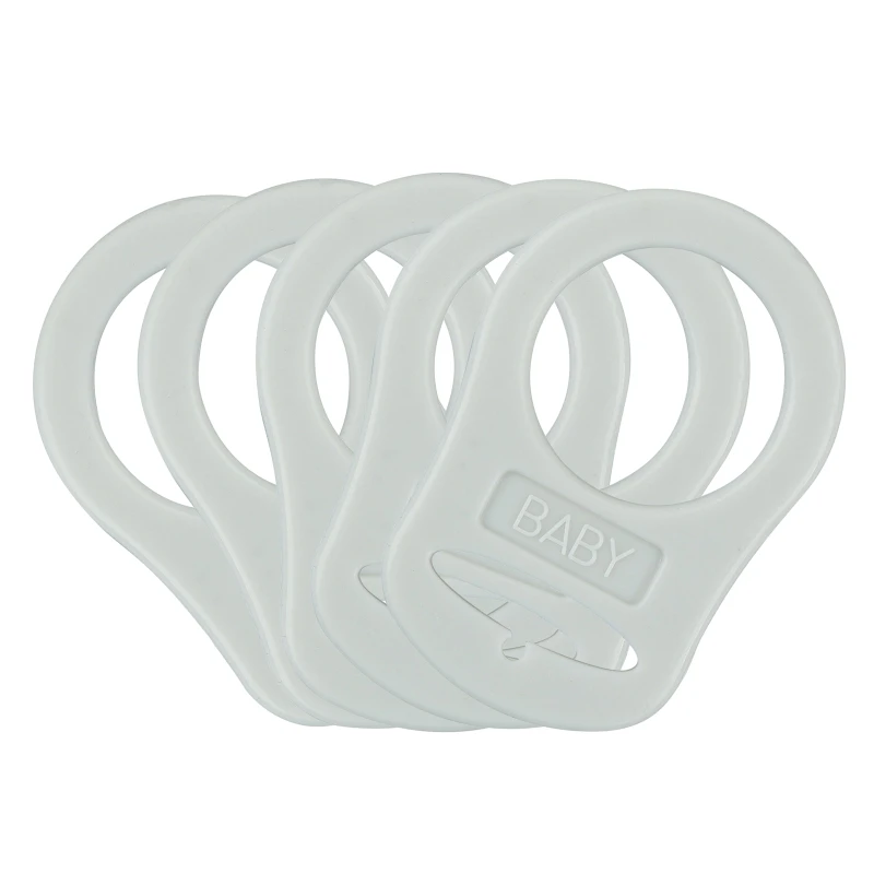 5pcs Food Grade BPA Free Silicone Adapter Rings Holder for Button Style Dummy Nipple Baby Pacifier Soother Teething Ribbon Clip