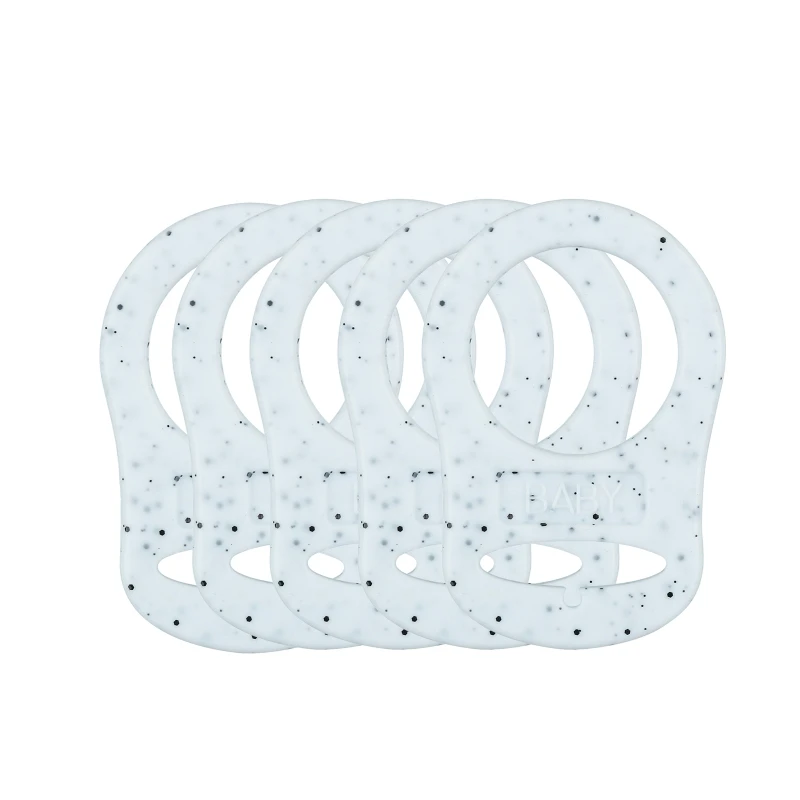 5pcs Food Grade BPA Free Silicone Adapter Rings Holder for Button Style Dummy Nipple Baby Pacifier Soother Teething Ribbon Clip
