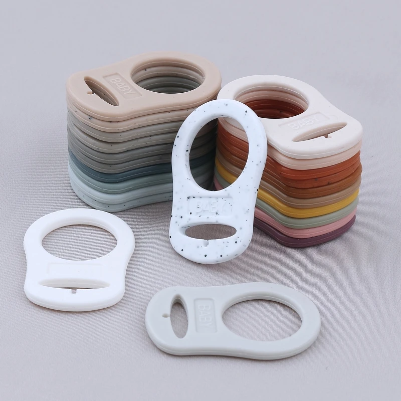 5pcs Food Grade BPA Free Silicone Adapter Rings Holder for Button Style Dummy Nipple Baby Pacifier Soother Teething Ribbon Clip