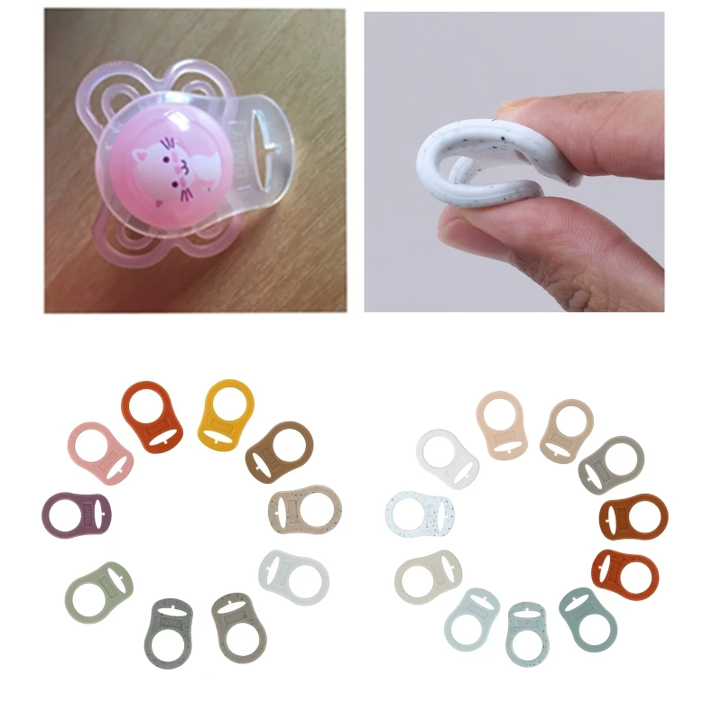 5pcs Food Grade BPA Free Silicone Adapter Rings Holder for Button Style Dummy Nipple Baby Pacifier Soother Teething Ribbon Clip