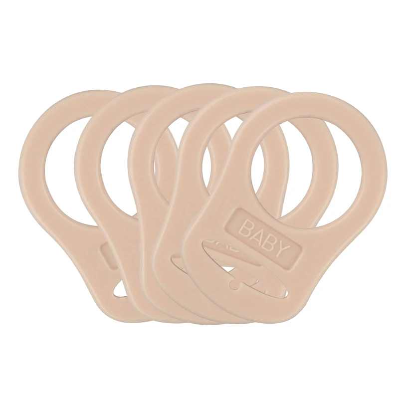 5pcs Food Grade BPA Free Silicone Adapter Rings Holder for Button Style Dummy Nipple Baby Pacifier Soother Teething Ribbon Clip