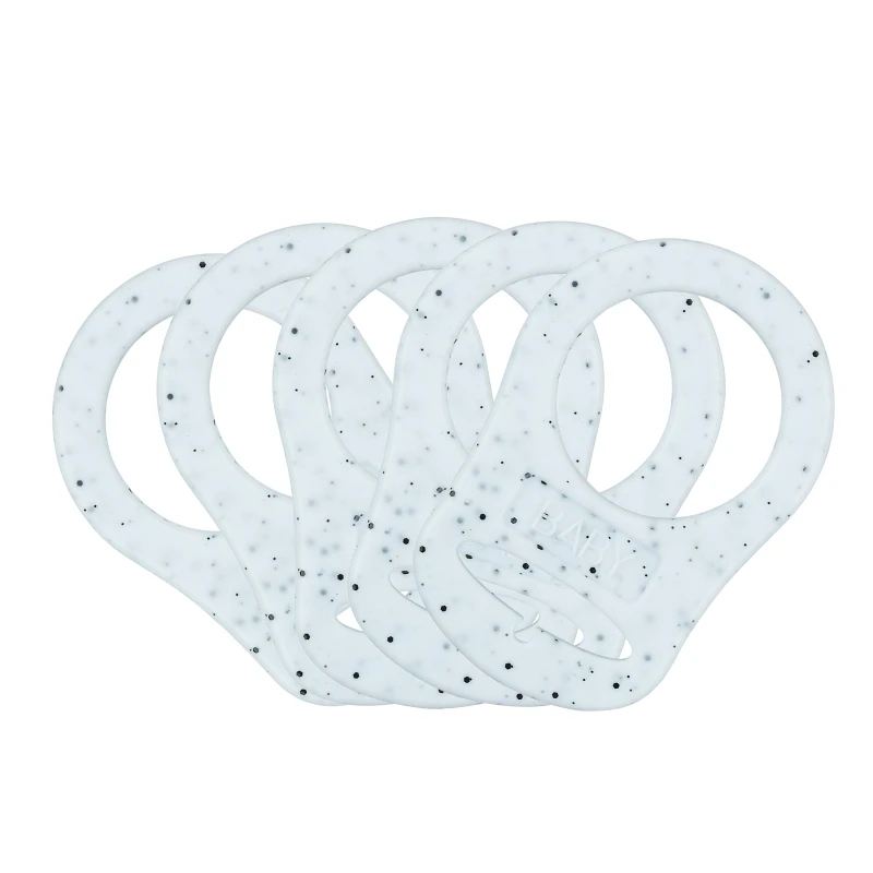 5pcs Food Grade BPA Free Silicone Adapter Rings Holder for Button Style Dummy Nipple Baby Pacifier Soother Teething Ribbon Clip