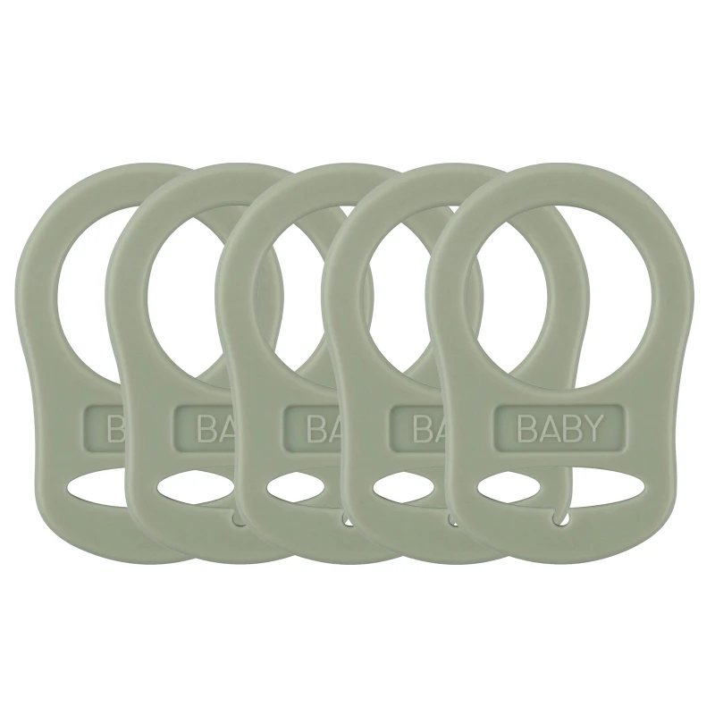 5pcs Food Grade BPA Free Silicone Adapter Rings Holder for Button Style Dummy Nipple Baby Pacifier Soother Teething Ribbon Clip