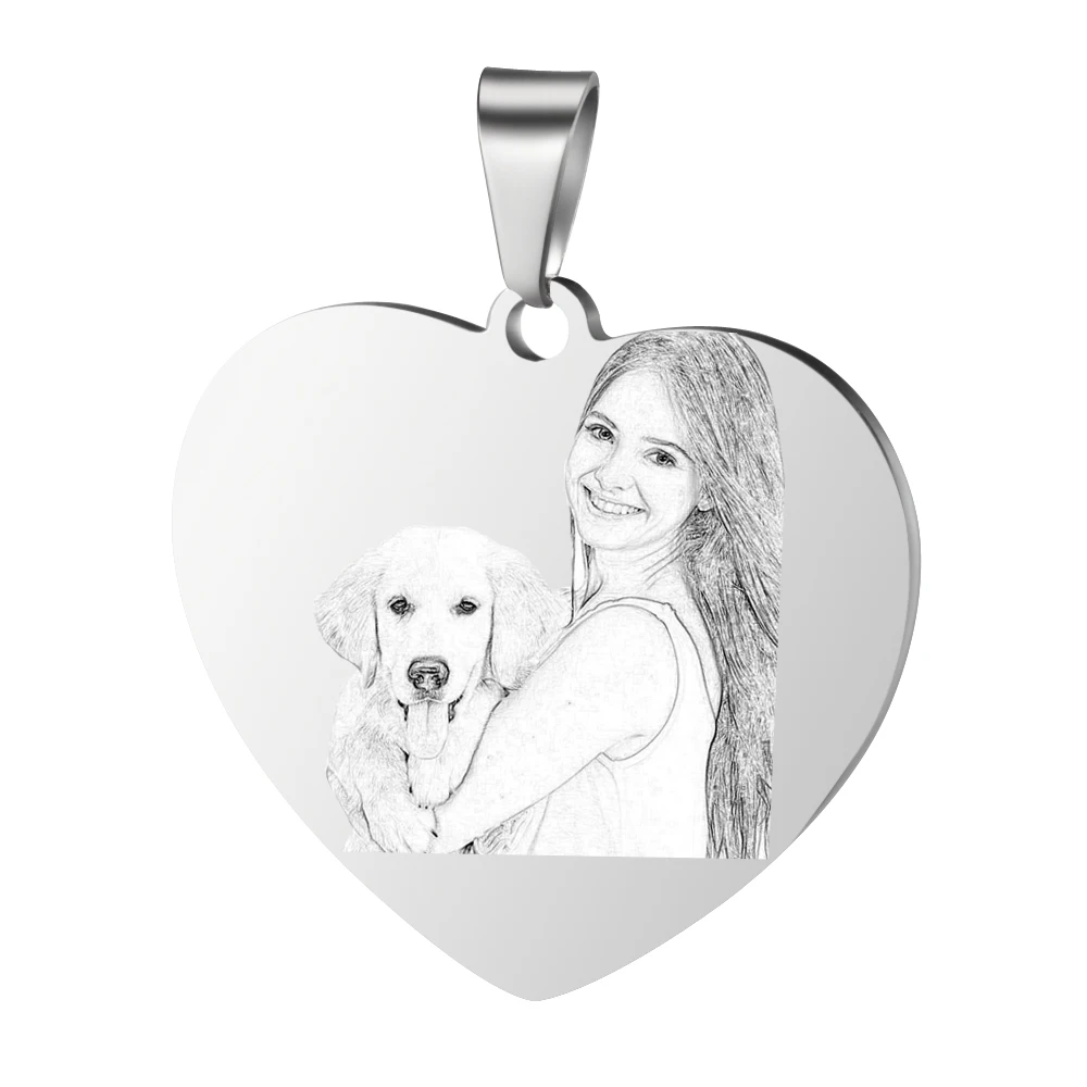 Custom Photo Necklace for Women Heart Stainless Steel Pendant Personalized Engraved Picture Photos Name Lovers Christmas Gifts