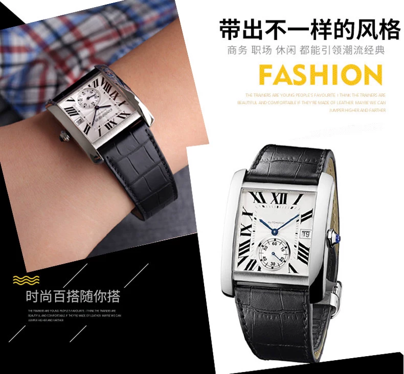 Genuine Leather Strap Replacement For Cartier Tank Solo Men Women Watch Chain Blue red pink Watchband Bracelet Belt 16 18 20mm
