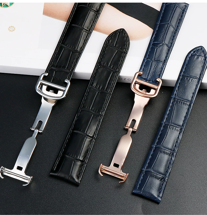 Genuine Leather Strap Replacement For Cartier Tank Solo Men Women Watch Chain Blue red pink Watchband Bracelet Belt 16 18 20mm