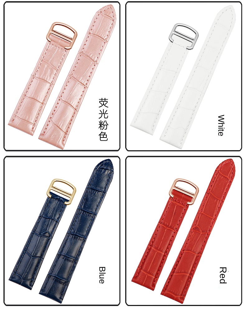 Genuine Leather Strap Replacement For Cartier Tank Solo Men Women Watch Chain Blue red pink Watchband Bracelet Belt 16 18 20mm