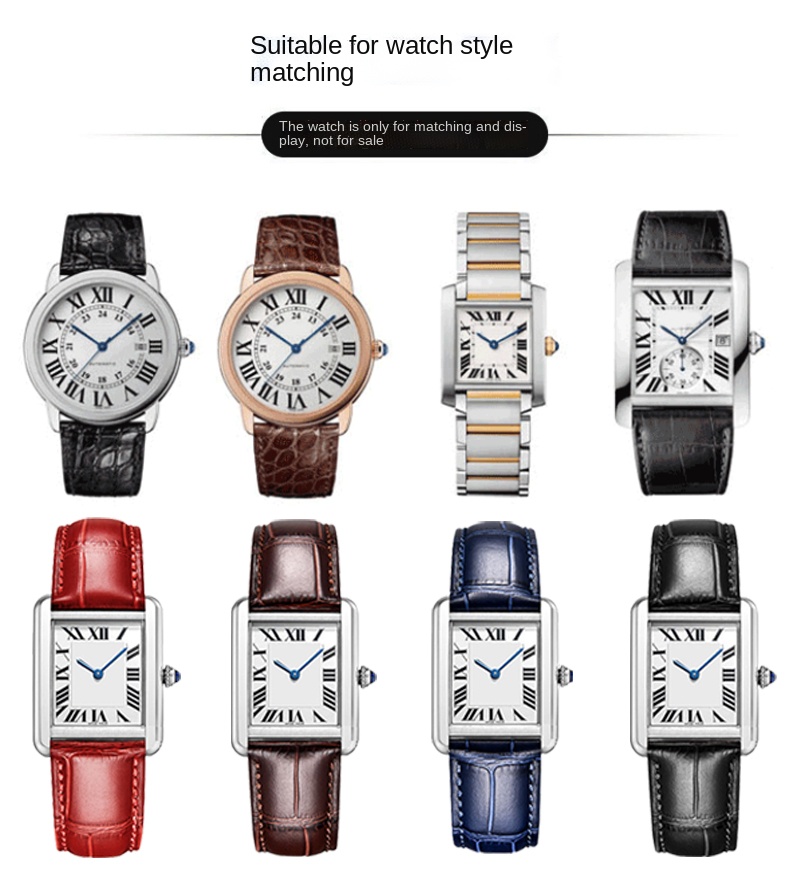 Genuine Leather Strap Replacement For Cartier Tank Solo Men Women Watch Chain Blue red pink Watchband Bracelet Belt 16 18 20mm