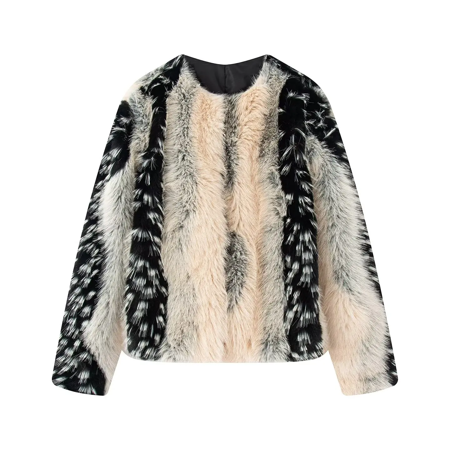 Chic Street Faux Fur Jacket Women Short Coat Elegant Fluffy Loose Warm Long Sleeve Female Outwear 2025 Autumn Winter Lady Jacket