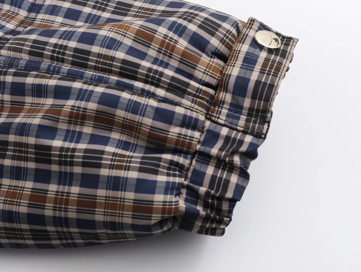 KONDALA Trendy Vintage Plaid Padding Jacket Women Stand-up Collar Zipper Jacket 2026 Fall Winter Chic High Street Casual Jacket
