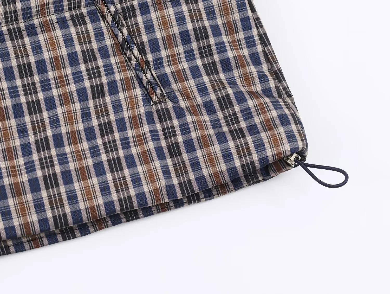 KONDALA Trendy Vintage Plaid Padding Jacket Women Stand-up Collar Zipper Jacket 2026 Fall Winter Chic High Street Casual Jacket