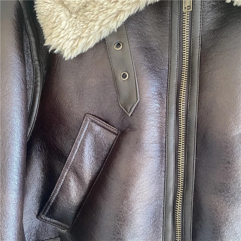 LY VAREY LIN New Winter Moto Biker Pu Short Coat Women High Street Zipper Faux Lamb Leather Jacket Lady Thick Warm Outwear