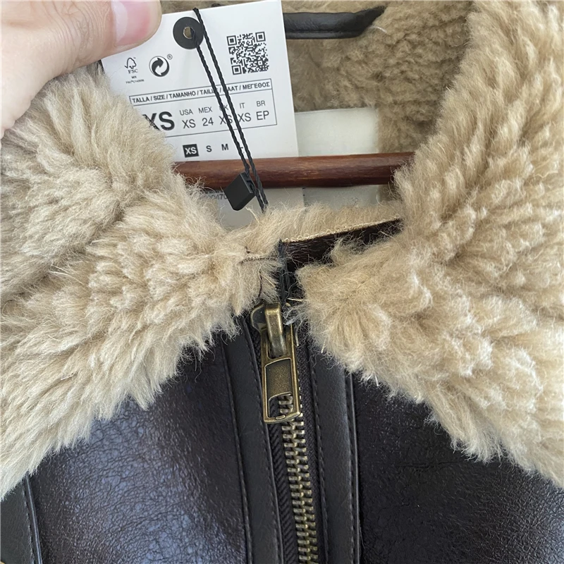 LY VAREY LIN New Winter Moto Biker Pu Short Coat Women High Street Zipper Faux Lamb Leather Jacket Lady Thick Warm Outwear
