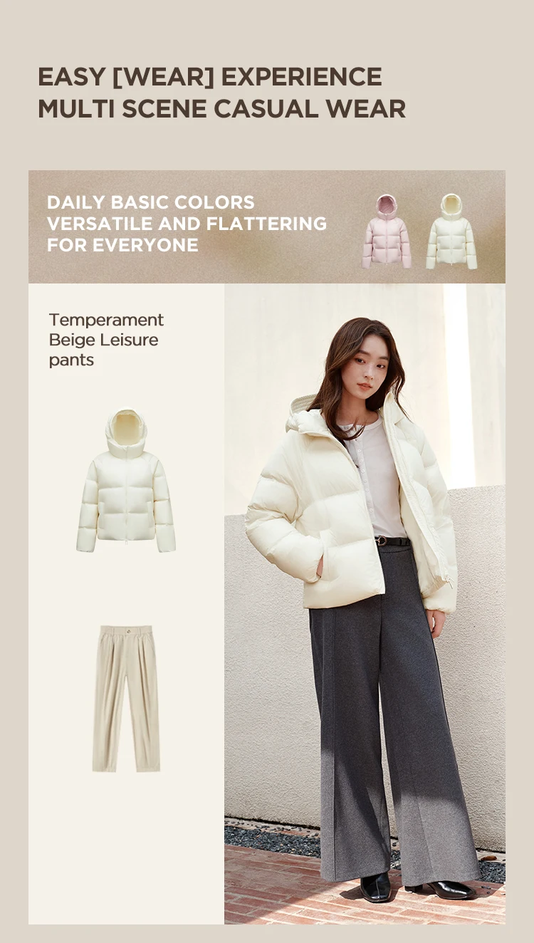 Semir Down Jacket Women Solid Color Loose Versatile 2025 Winter New Waterproof Oil-proof Stain-proof Hooded Coat Down Jacket
