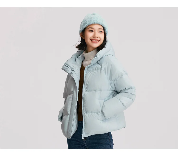 Semir Down Jacket Women Solid Color Loose Versatile 2025 Winter New Waterproof Oil-proof Stain-proof Hooded Coat Down Jacket