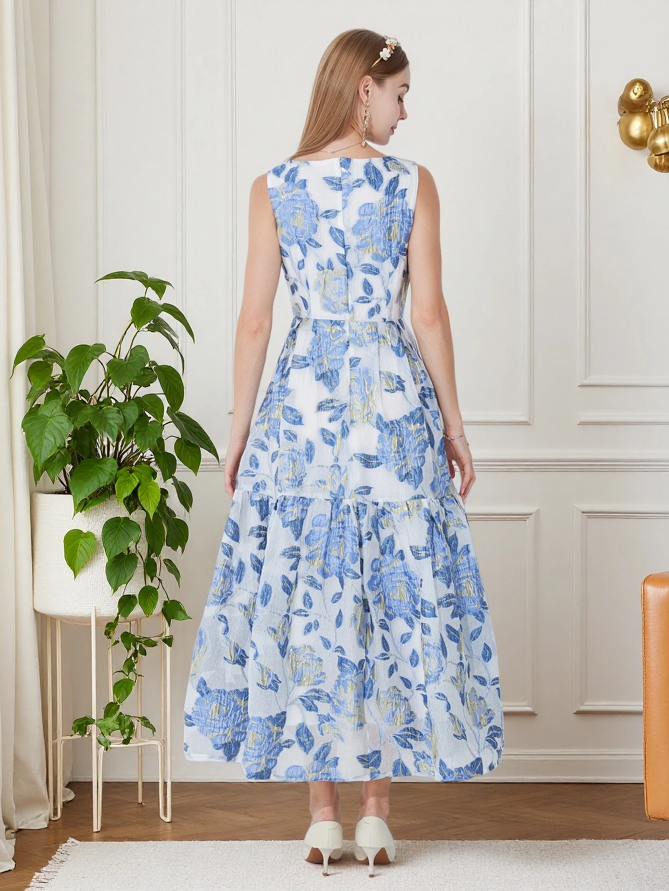 DEVCHATA Elegant Organza Maxi Dress Women Sleeveless Boho Summer Beach Evening Party Vestido