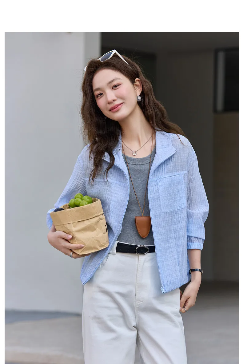 VIMLY Women's Minimalist Sun Protection Jacket 2026 Spring New Fashion Casual Yellow Mock Neck Loose Office Wear for Women A5179
