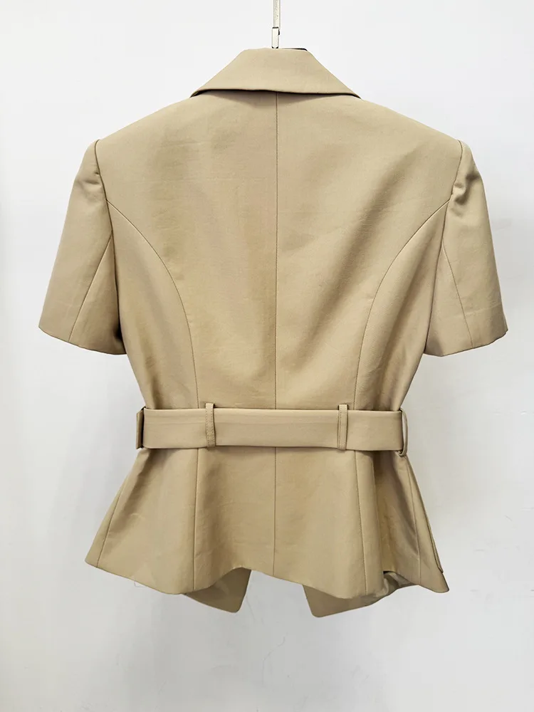 HIGH STREET Newest Fashion 2026 Designer Jacket Women's Short Sleeve Belted Casual Blazer
