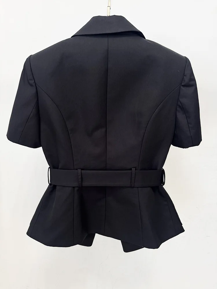 HIGH STREET Newest Fashion 2026 Designer Jacket Women's Short Sleeve Belted Casual Blazer