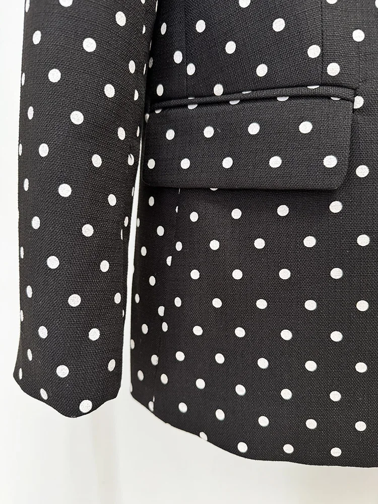 HIGH STREET Newest 2026 Designer Suit Women Bow Decorated Polka Dot Blazer Pants Set 2PCS
