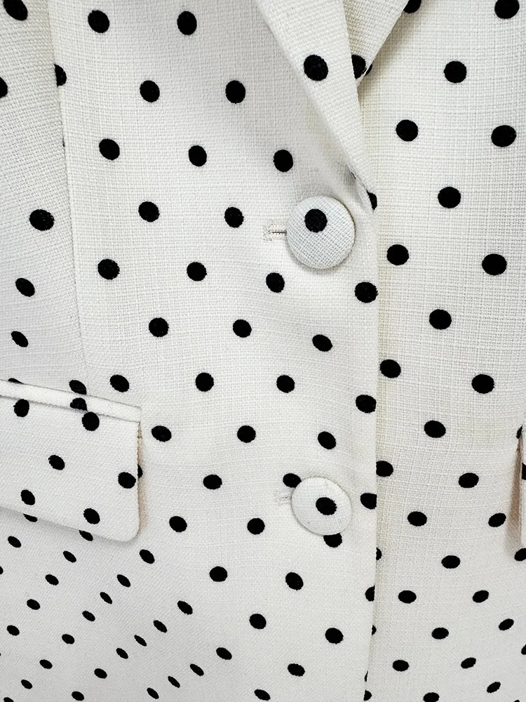 HIGH STREET Newest 2026 Designer Suit Women Bow Decorated Polka Dot Blazer Pants Set 2PCS