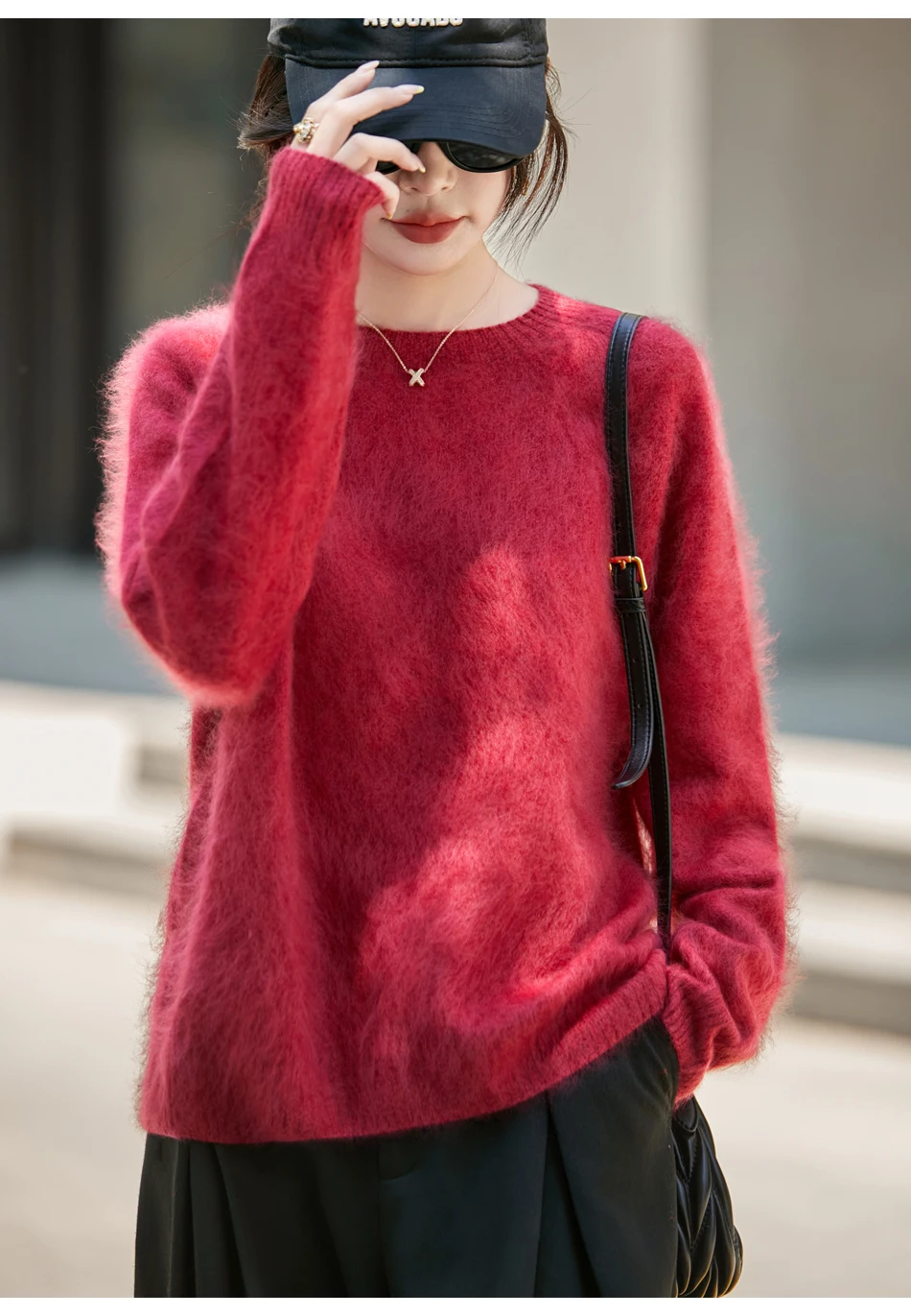 WinvyNee Women's Clothing Brushed Wool O Neck Pink Causal Sweaters Soft Solid Knitted Tops Pullovers Jumpers Winter A1713001