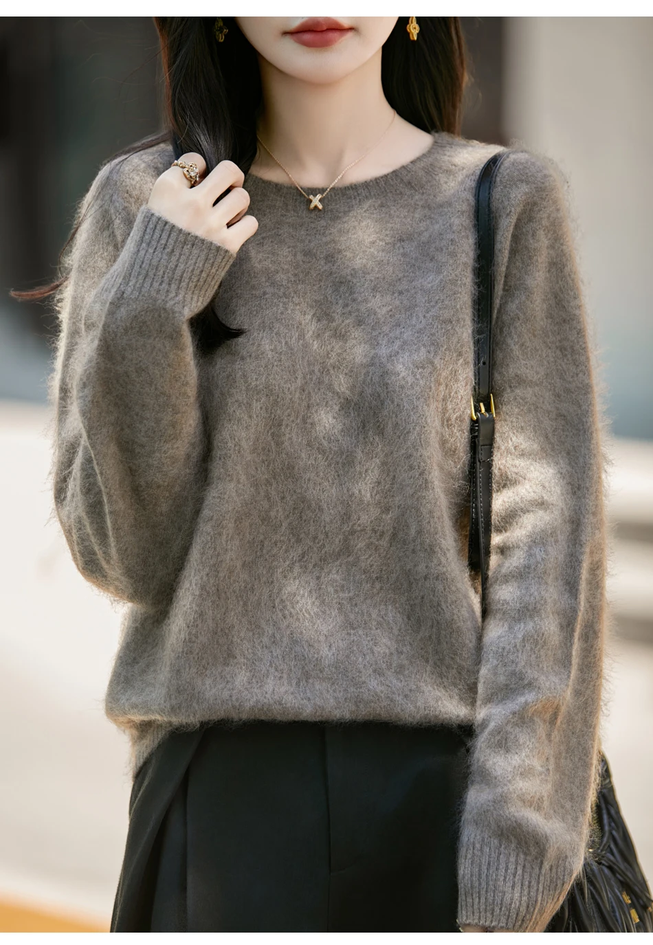 WinvyNee Women's Clothing Brushed Wool O Neck Pink Causal Sweaters Soft Solid Knitted Tops Pullovers Jumpers Winter A1713001