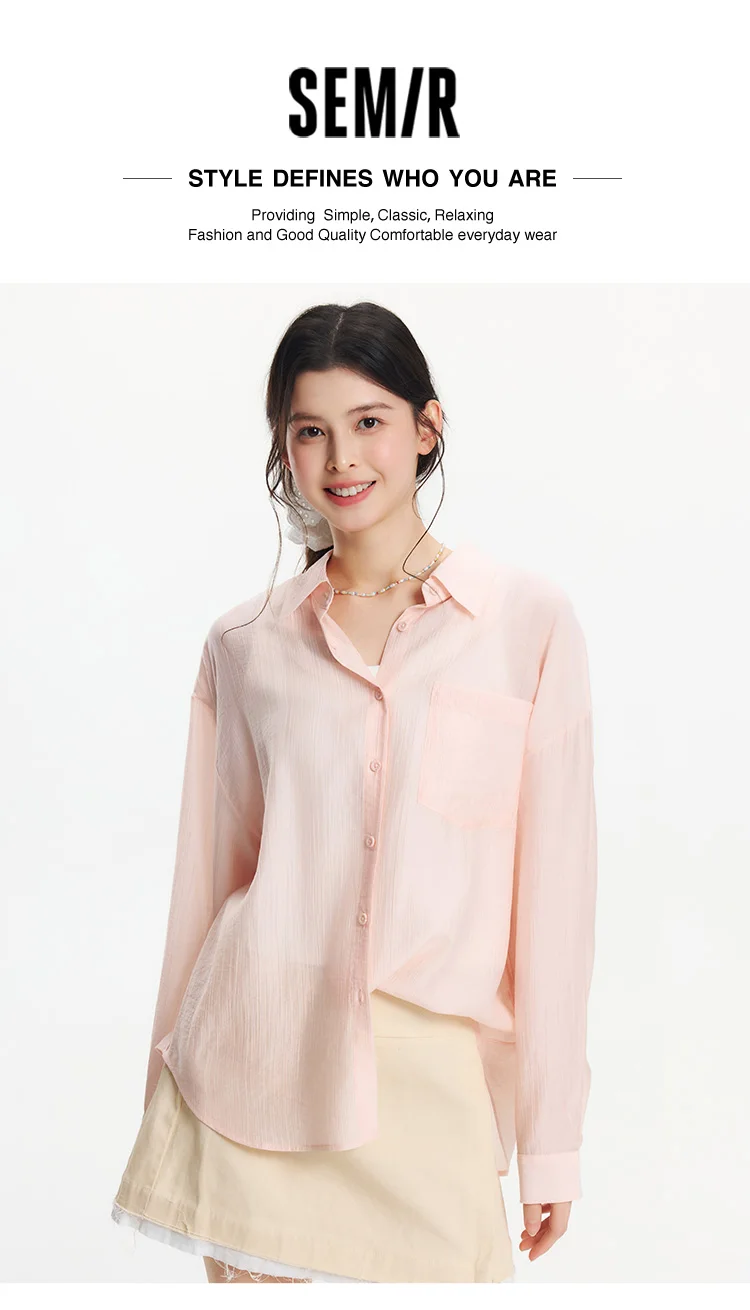 Semir Women Shirt Textured 2026 Loose Fit Two Piece Set Urban Casual Everyday Style Soft Comfortable Daily Wear