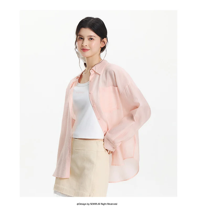 Semir Women Shirt Textured 2026 Loose Fit Two Piece Set Urban Casual Everyday Style Soft Comfortable Daily Wear