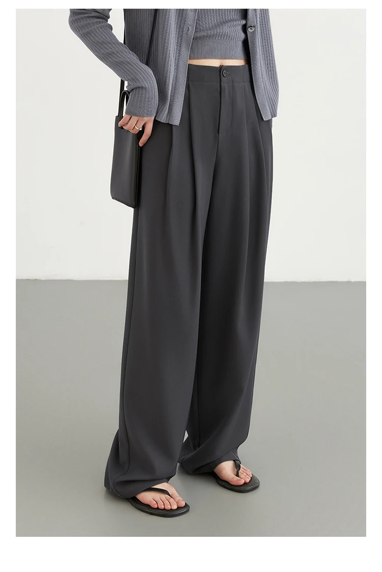 CHIC VEN Women Pants New Casual High Waisted Female Pleated Trousers Drooping Wide Leg Long Pant Office Lady Spring Summer 2025