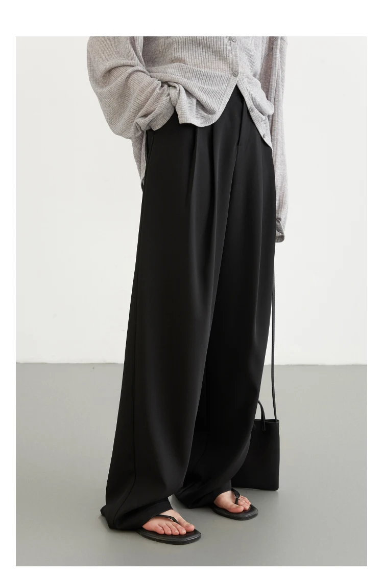 CHIC VEN Women Pants New Casual High Waisted Female Pleated Trousers Drooping Wide Leg Long Pant Office Lady Spring Summer 2025