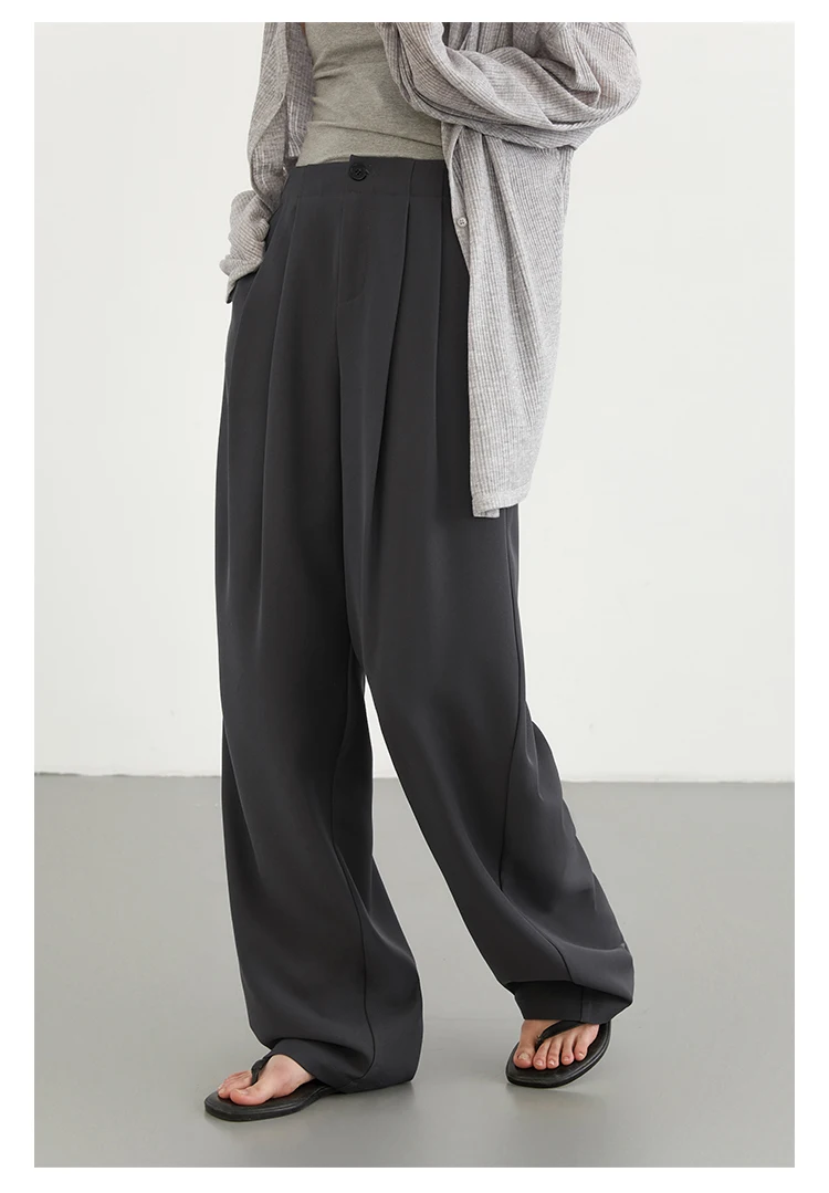 CHIC VEN Women Pants New Casual High Waisted Female Pleated Trousers Drooping Wide Leg Long Pant Office Lady Spring Summer 2025