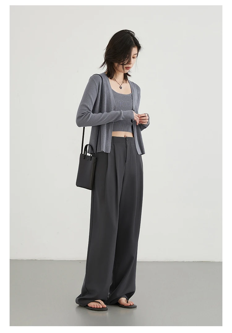 CHIC VEN Women Pants New Casual High Waisted Female Pleated Trousers Drooping Wide Leg Long Pant Office Lady Spring Summer 2025