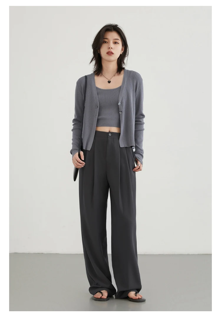 CHIC VEN Women Pants New Casual High Waisted Female Pleated Trousers Drooping Wide Leg Long Pant Office Lady Spring Summer 2025