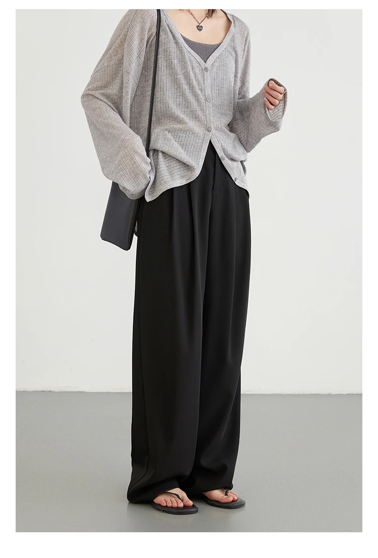 CHIC VEN Women Pants New Casual High Waisted Female Pleated Trousers Drooping Wide Leg Long Pant Office Lady Spring Summer 2025