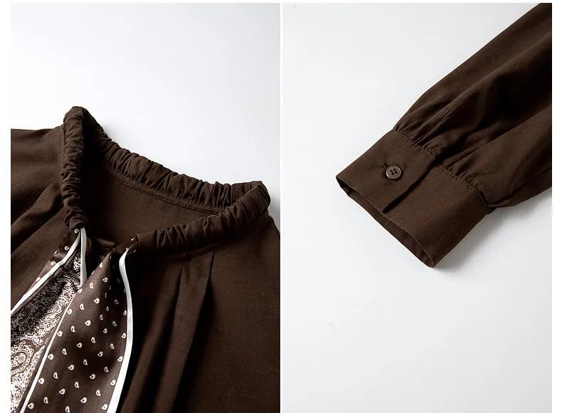 VIMLY Elegant Women's Shirts 2026 Retro Linen Blend Lace Up Crew Neck Blouse Puff Sleeve Autumn New Women's Clothing A3005