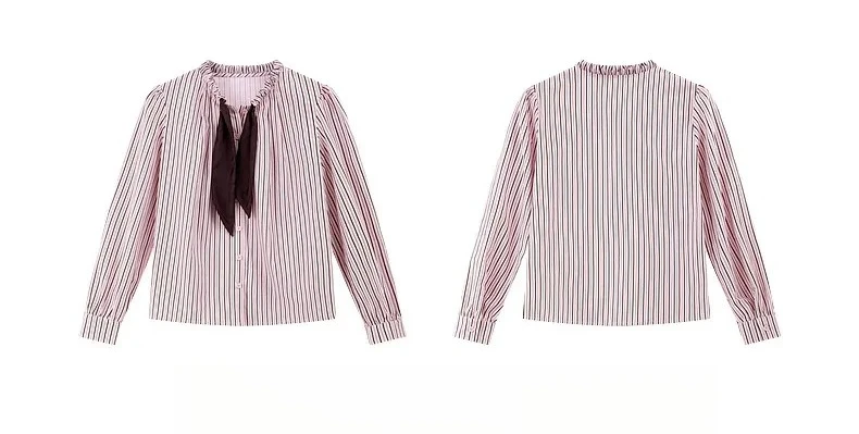 VIMLY Elegant Women's Shirts 2026 Retro Linen Blend Lace Up Crew Neck Blouse Puff Sleeve Autumn New Women's Clothing A3005