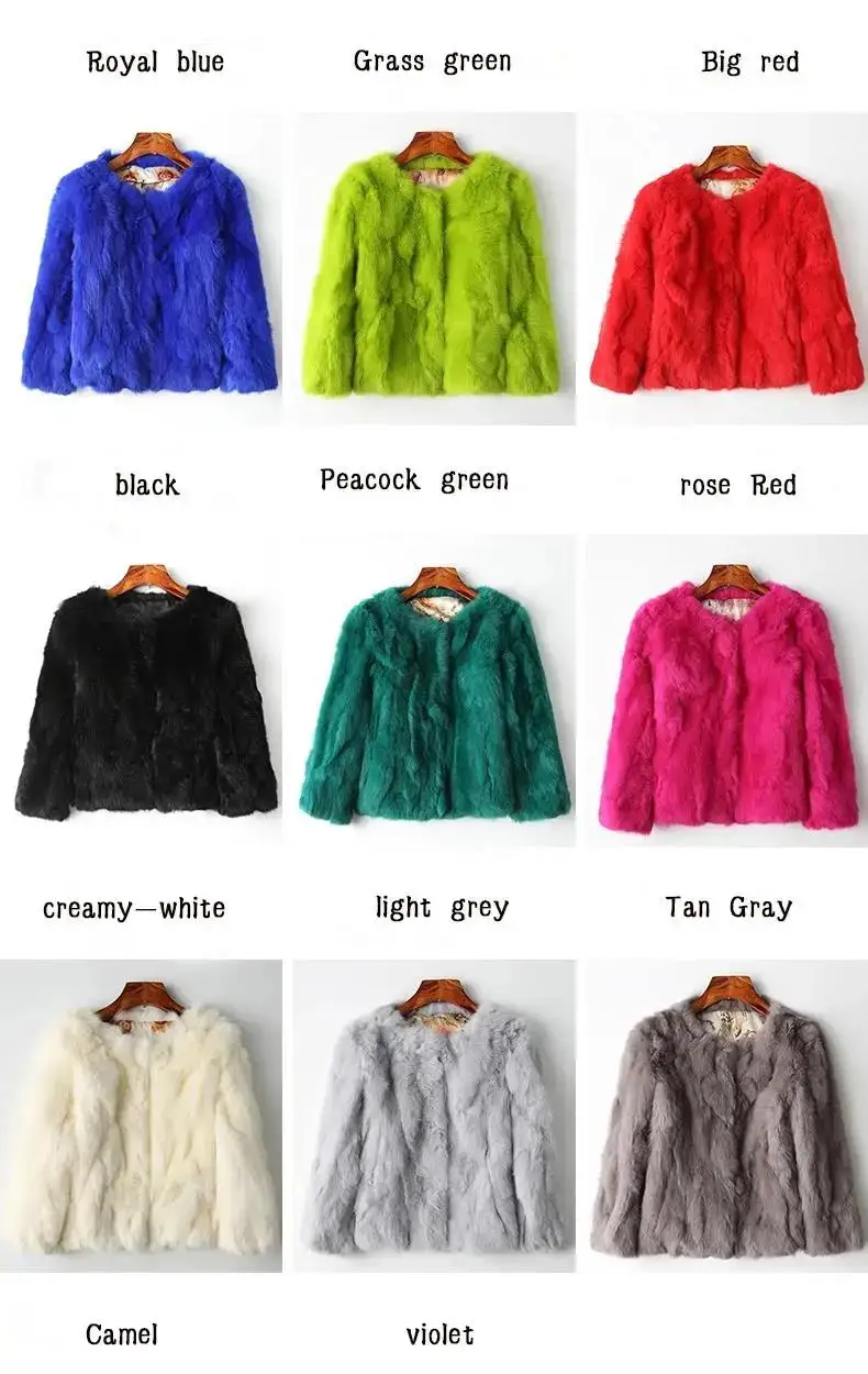 2025 New Women's Real Rabbit Fur Coat High-waist Round Collar Cardigan Long-sleeved Slim Fit Rabbit Jacket Women Fashion Coat