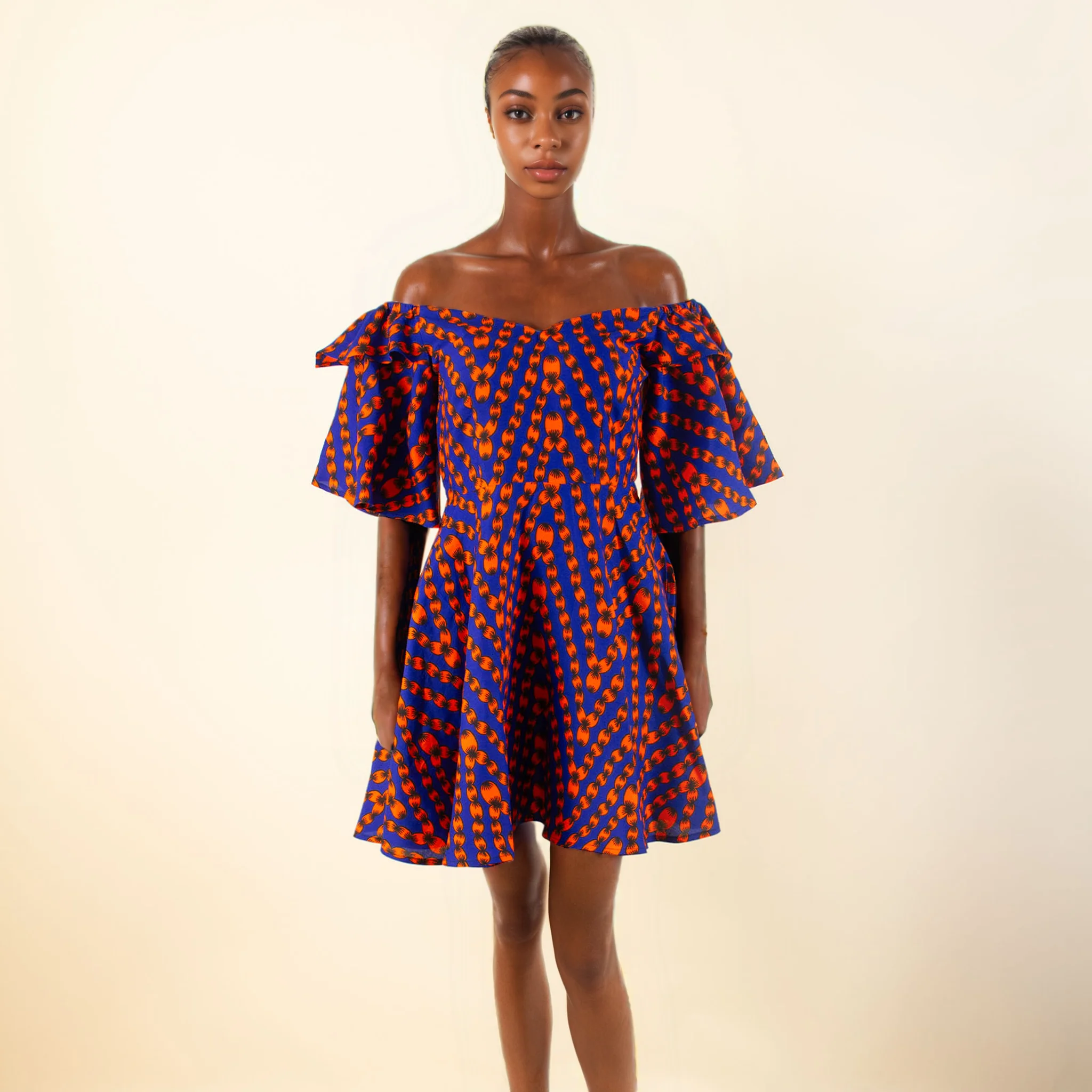 Women`s Dresses African Clothes Off Shoulder High Waist Elegant Dress Women's Sexy Casual Party Mini Dress Print Attire A2225019