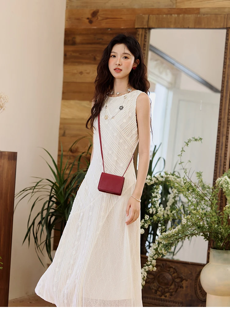 MISHOW Asymmetric Lace Fishtail Dress 2026 Summer Flower Embroidery Sleeveless Elegant Dress Round Neck Long Dresses MXE35L2301