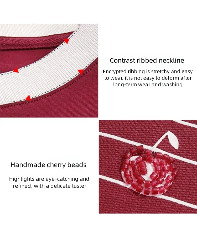 I BELIEVE YOU Short Sleeves Round Neck T-Shirt 2026 Summer New Bead Embroidery Bow Printing Casual Elegant Top Women 2261016244