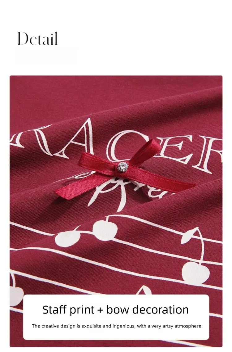 I BELIEVE YOU Short Sleeves Round Neck T-Shirt 2026 Summer New Bead Embroidery Bow Printing Casual Elegant Top Women 2261016244