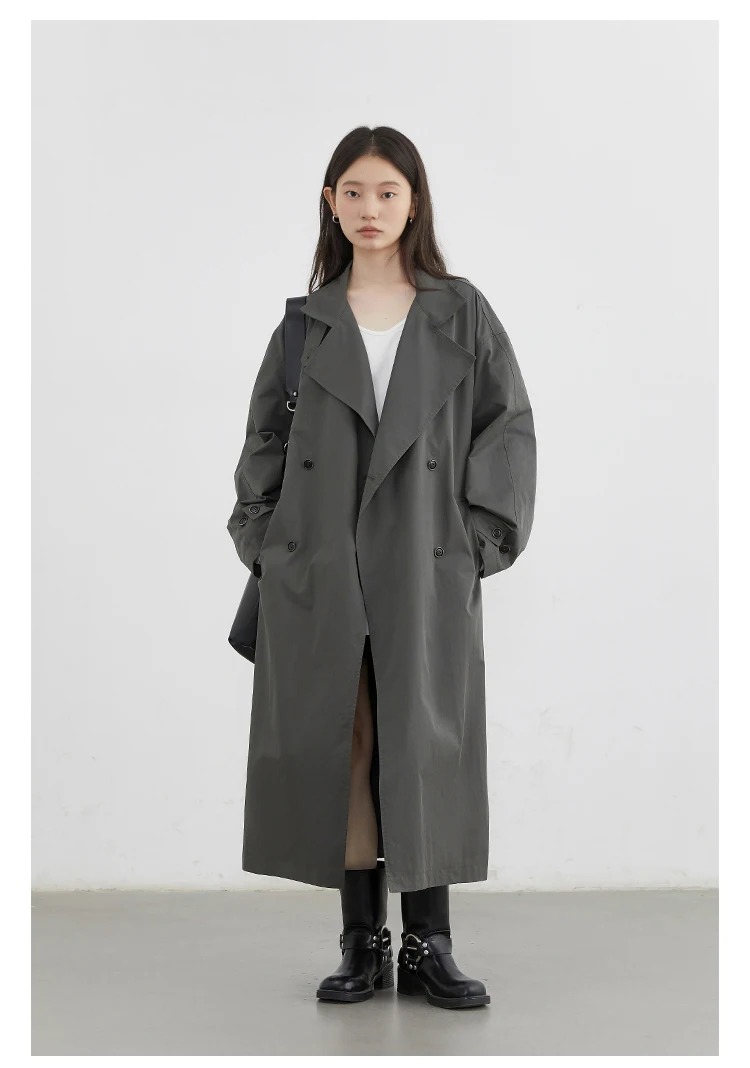 CHIC VEN Fashion Women Long Trench Coat Solid Belt Loose Casual Windbreaker Double-breasted Female Overcoat Spring Autumn 2025