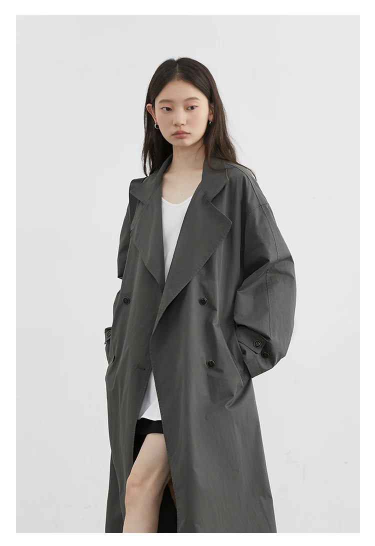 CHIC VEN Fashion Women Long Trench Coat Solid Belt Loose Casual Windbreaker Double-breasted Female Overcoat Spring Autumn 2025