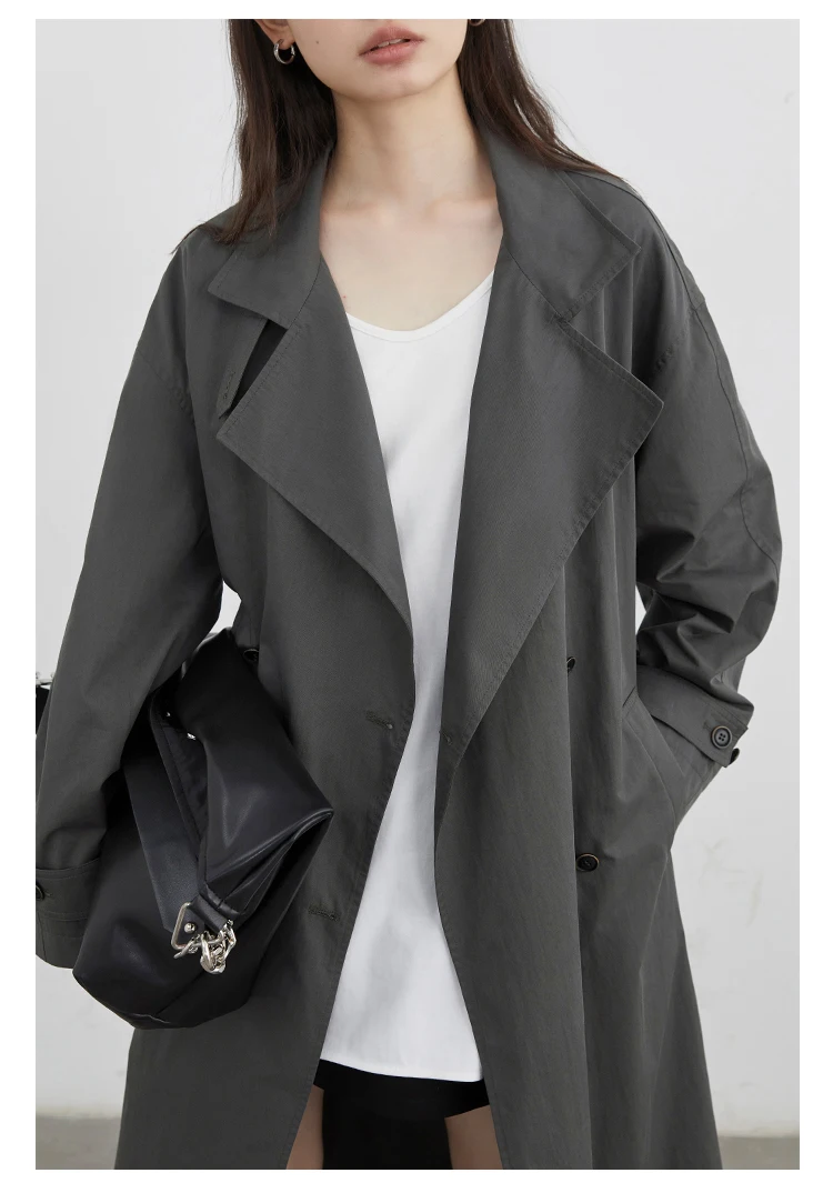 CHIC VEN Fashion Women Long Trench Coat Solid Belt Loose Casual Windbreaker Double-breasted Female Overcoat Spring Autumn 2025