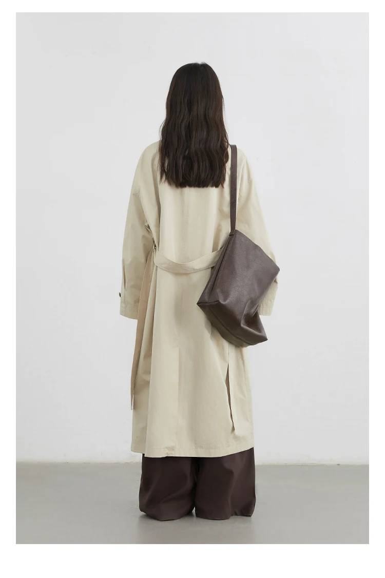CHIC VEN Fashion Women Long Trench Coat Solid Belt Loose Casual Windbreaker Double-breasted Female Overcoat Spring Autumn 2025
